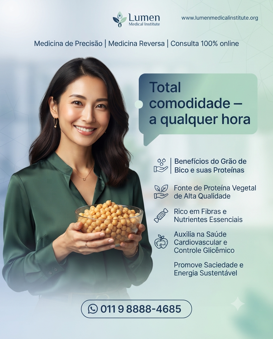 Benefícios do grão-de-bico — proteína vegetal, fibras, saúde cardiovascular, controle glicêmico e saciedade